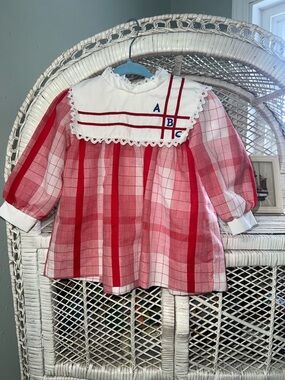 vintage red plaid abc dress